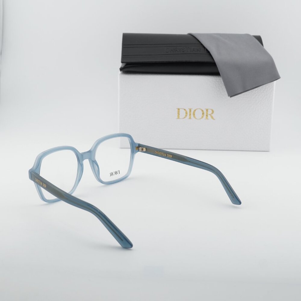 Dior DIORMIDNIGHT O S1I 8000 Square Eyeglasses - Shiny Light Blue 53mm - Picture 3 of 10